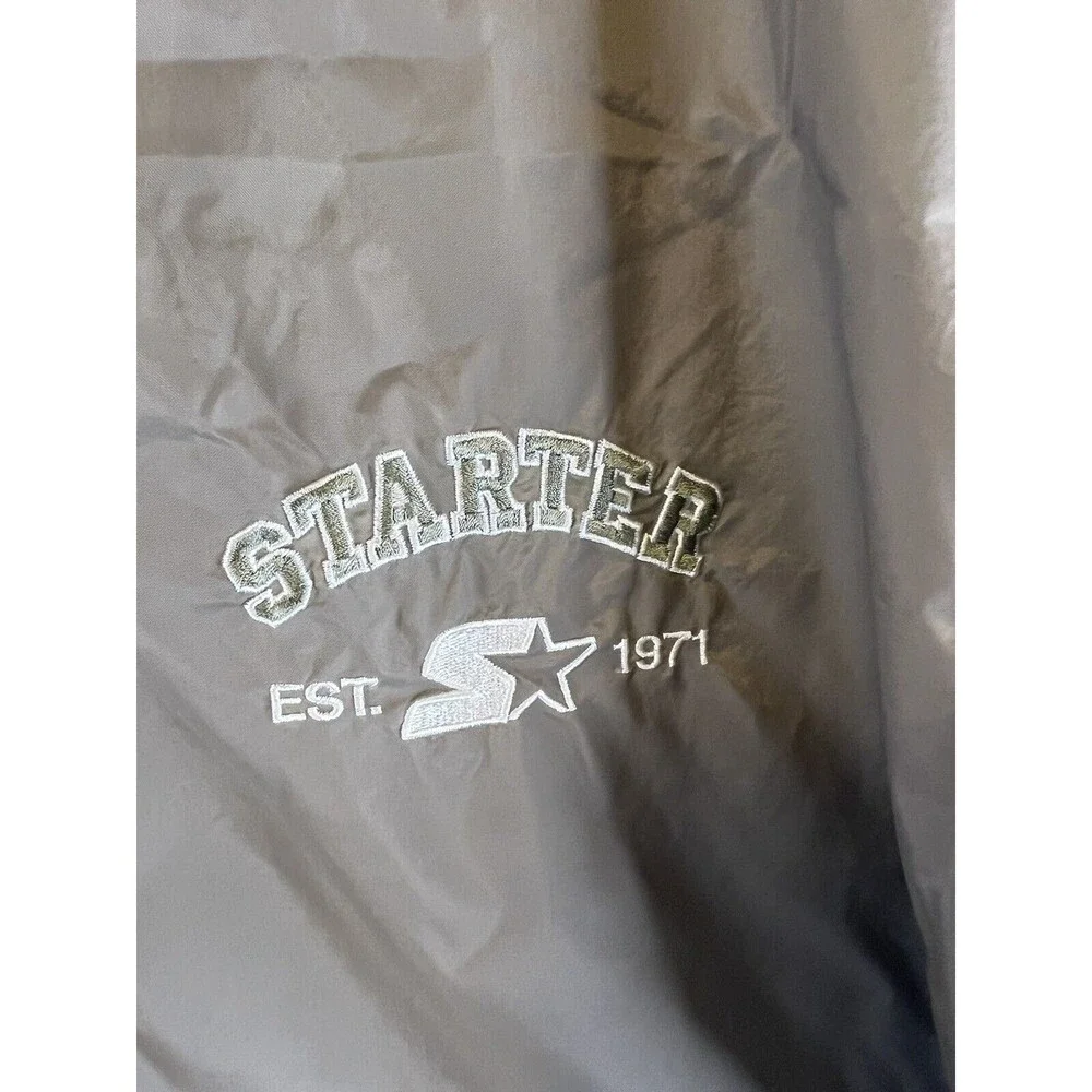 Starter Brand Coaches Jacket Mens M‎ silver mink Snap Button Vintage Style